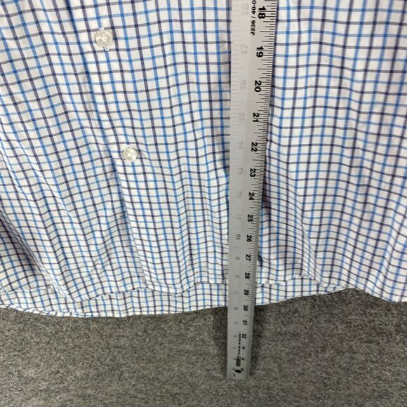 Geoffrey Beene Shirt Men 15 Blue Plaid Button Up Classic Fit Wrinkle Free - Picture 5 of 6